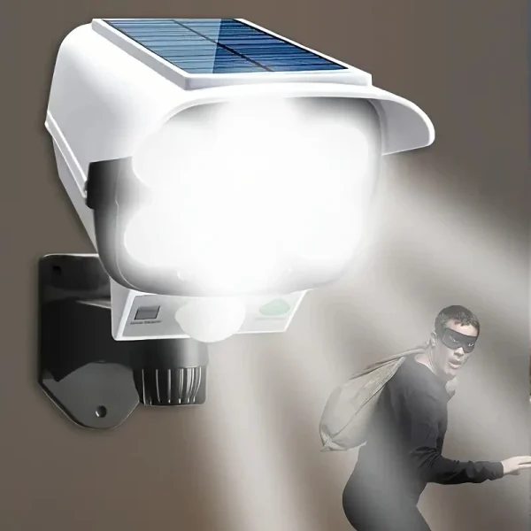 Outdoor Camping Solar Lights Motion Sensor 77 LED FloodLight Wireless Waterproof Dummy Fake Camera Courtyard Garage Street Light