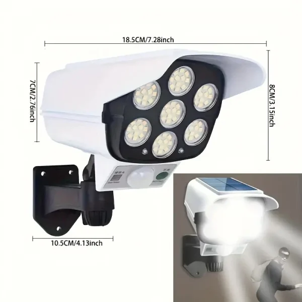 Outdoor Camping Solar Lights Motion Sensor 77 LED FloodLight Wireless Waterproof Dummy Fake Camera Courtyard Garage Street Light - Image 6