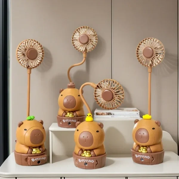 Mini fan Portable Kawaii Capybara Charging Fan Pencil Sharpener Folding Soft Cute Cartoon USB Desktop Fan Children's Holiday Gift School Supplies