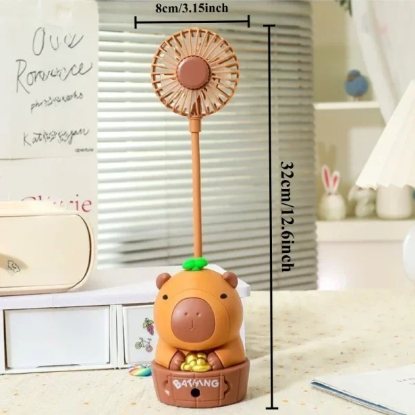 Mini fan Portable Kawaii Capybara Charging Fan Pencil Sharpener Folding Soft Cute Cartoon USB Desktop Fan Children's Holiday Gift School Supplies - Image 3