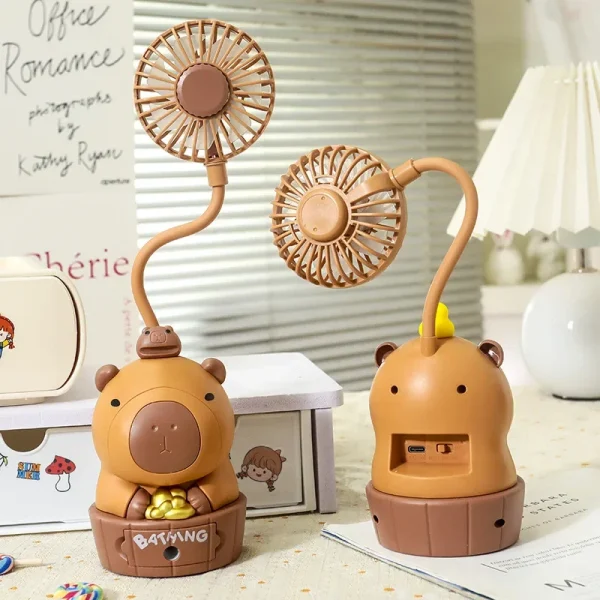 Mini fan Portable Kawaii Capybara Charging Fan Pencil Sharpener Folding Soft Cute Cartoon USB Desktop Fan Children's Holiday Gift School Supplies - Image 2
