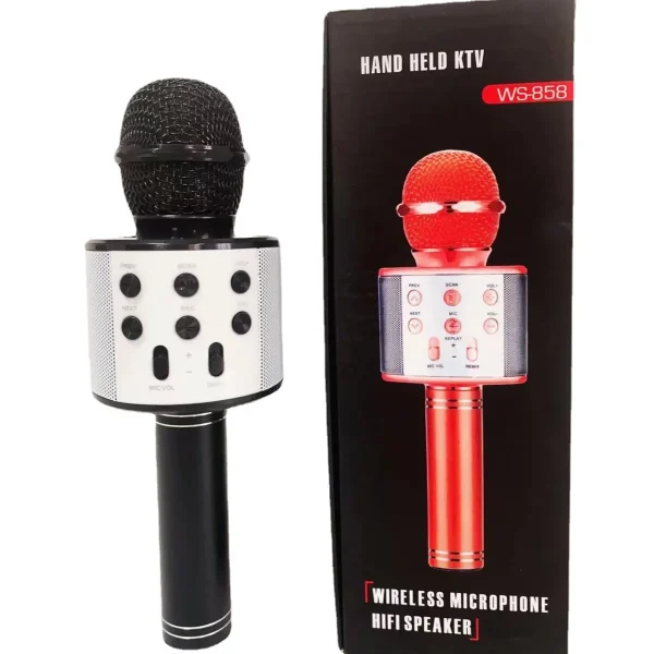 Wirelles microphone speaker-S858 Amazon high-quality cross-border hot-selling children's mobile phone Karaoke microphone birthday gift - Image 5